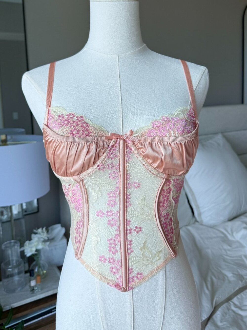Outcast Clothing Pink Lace Corset Top